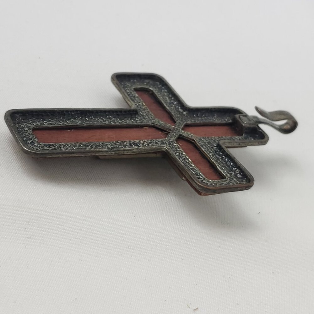 Metal & Wooden Rhinestone Large Cross Pendant - Picture 8 of 8